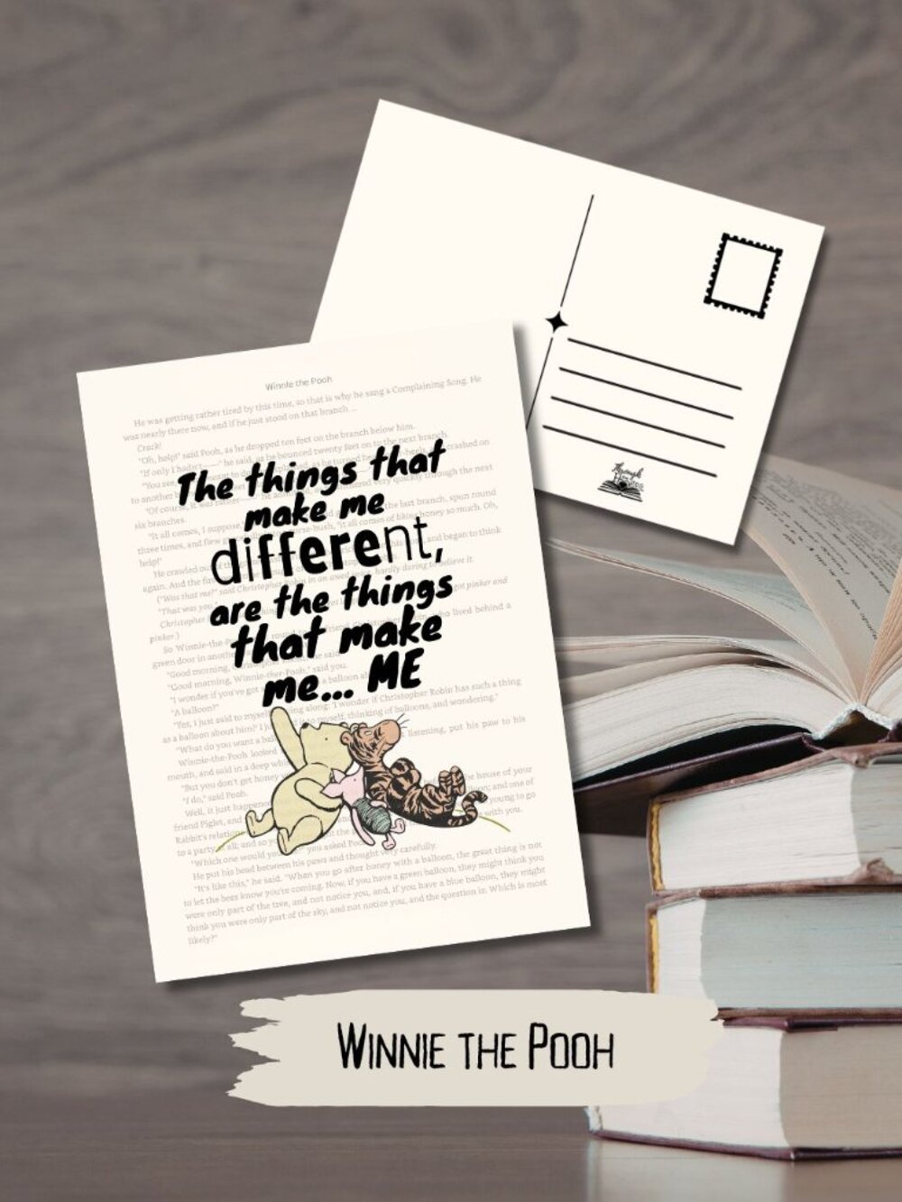 Winnie the Pooh Bookish Book Page Postcard Mini Art Print